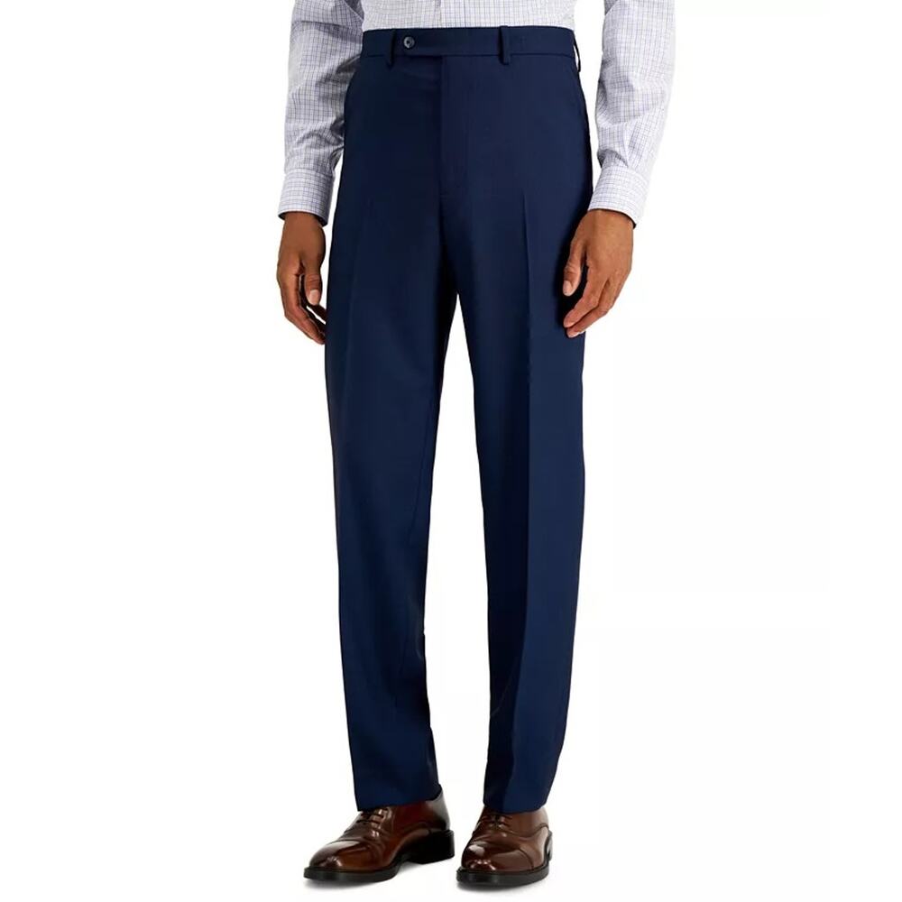 Nautica Men's Blue Birdseye Modern-Fit Bi-Stretch Suit Dress Pants Size W32 L30